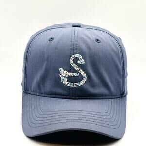Swannies Golf Hat Cap Snapback Navy Blue Floral Swan Logo Performance Wick Dad